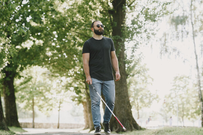 blind man walking